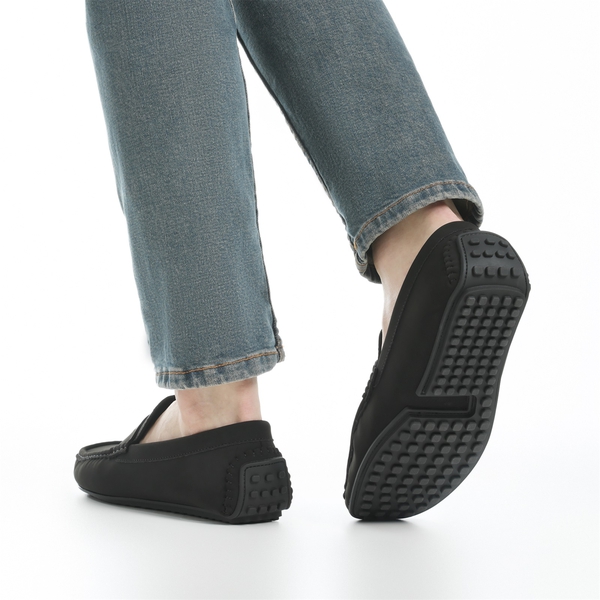 Men's Classic Moc Toe Suede Penny Loafers - BLACK - 8